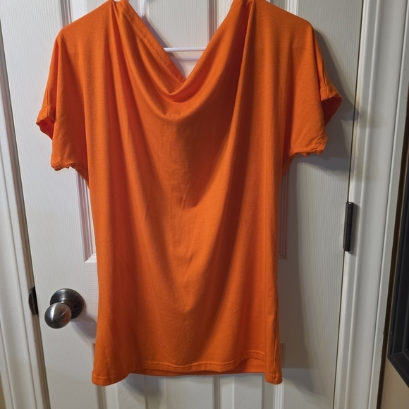 Tops - Orange Drape Neck Women's Top